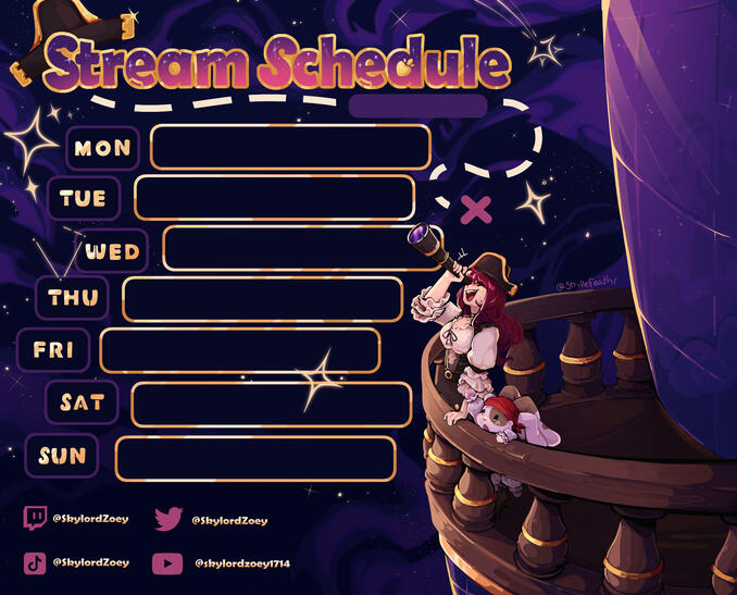 stream schedule + 2 halfbodies